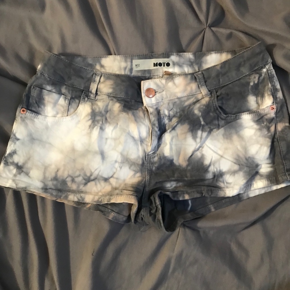 Topshop moto tie dye shorts